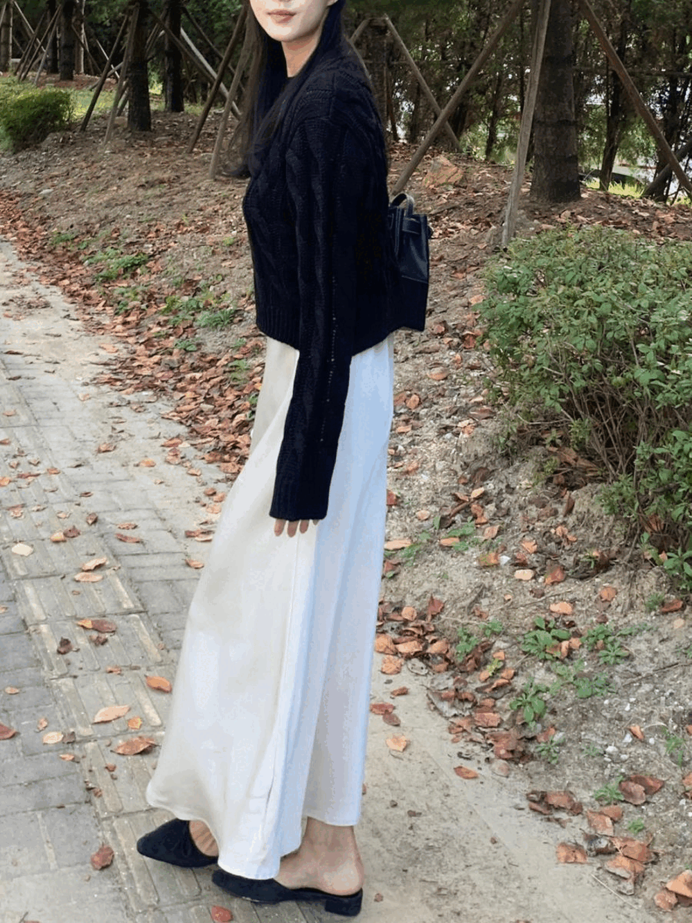 Satin slim dress (3color)